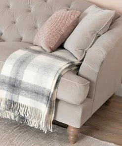 Tweedmill Slate Grey Meadow Check Wool Throw