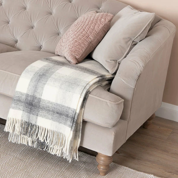 Tweedmill Slate Grey Meadow Check Wool Throw 3 Tweedmill Slate Grey Meadow Check Wool Throw
