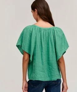 Velvet by Graham and Spencer Kalila Linen Top Apple