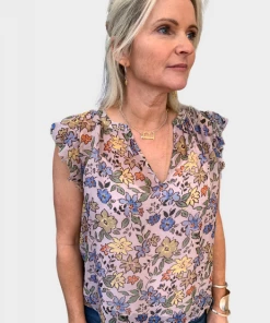 Velvet by Graham and Spencer Stephanie Flutter Sleeve Top Buttercup