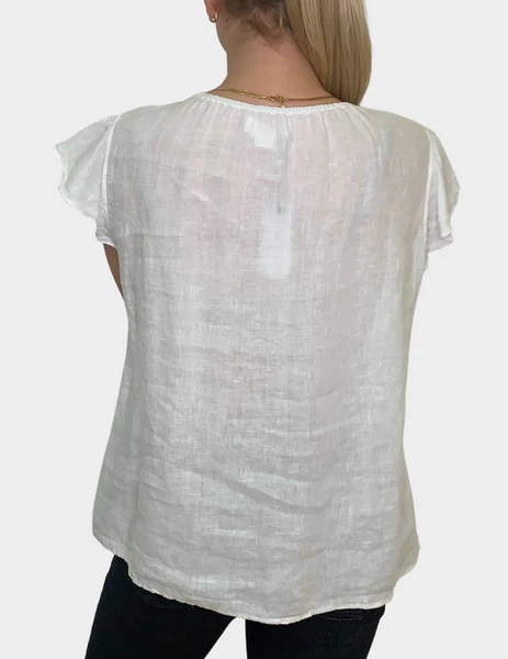 Velvet by Graham and Spencer Irene Linen Top White 4 Velvet by Graham and Spencer Irene Linen Top White