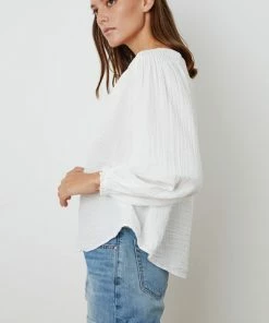 Velvet by Graham and Spencer Antonia Cotton Gauze Blouse White