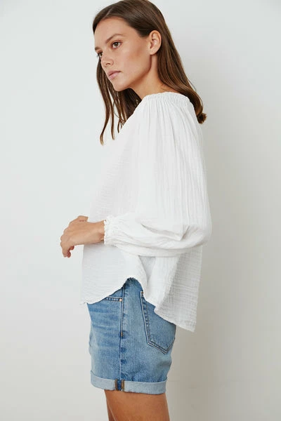 Velvet by Graham and Spencer Antonia Cotton Gauze Blouse White 4 Velvet by Graham and Spencer Antonia Cotton Gauze Blouse White