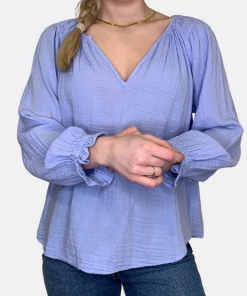 Velvet by Graham and Spencer Antonia Cotton Gauze Blouse Mist