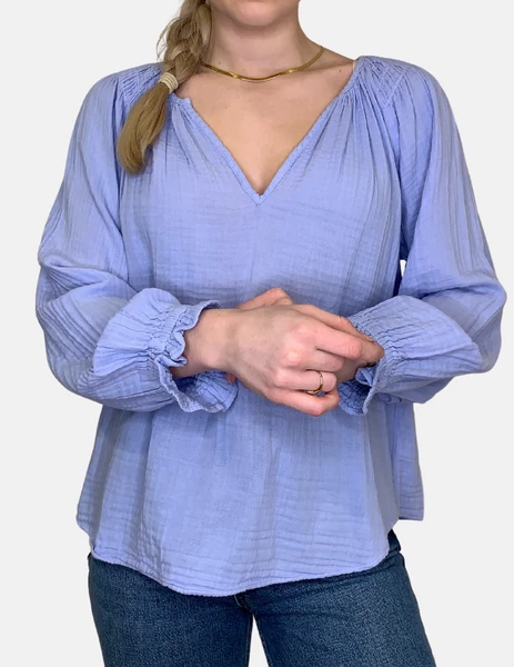 Velvet by Graham and Spencer Antonia Cotton Gauze Blouse Mist 4 Velvet by Graham and Spencer Antonia Cotton Gauze Blouse Mist