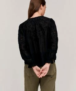 Velvet by Graham and Spencer Gala Embroidered Blouse Black