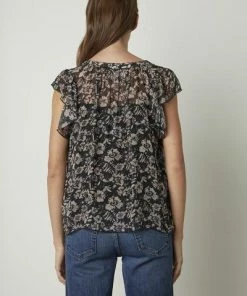 Velvet by Graham and Spencer Demi Black Floral Blouse