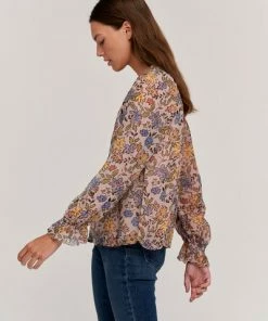 Velvet by Graham and Spencer Lexa Long-Sleeve Boho Top Buttercup