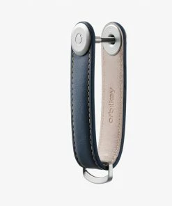 Orbitkey Navy Leather With Tan Stitching Key Organiser