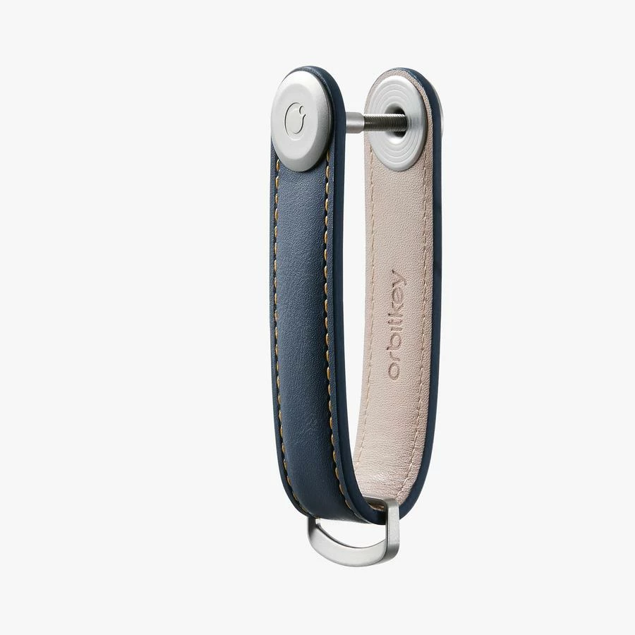 Orbitkey Navy Leather With Tan Stitching Key Organiser 3 Orbitkey Navy Leather With Tan Stitching Key Organiser