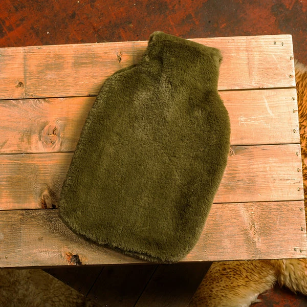 Tweedmill Olive Green Faux Fur Hot Water Bottle 3 Tweedmill Olive Green Faux Fur Hot Water Bottle