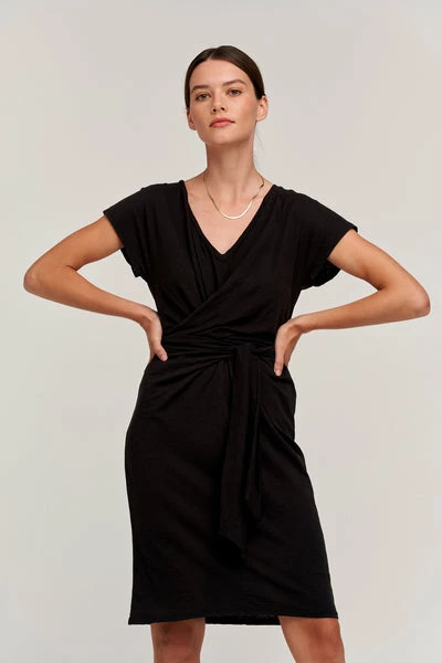 Velvet by Graham and Spencer Veronica Short Sleeve Wrap Dress Black 3 Velvet by Graham and Spencer Veronica Short Sleeve Wrap Dress Black