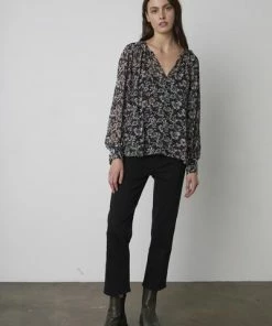 Velvet by Graham and Spencer Miley Blouse Black Floral