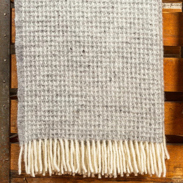 Tweedmill Waffle Silver Grey Pure New Wool Throw 3 Tweedmill Waffle Silver Grey Pure New Wool Throw