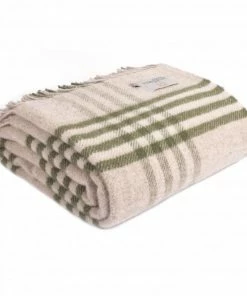 Tweedmill Olive Green Pure New Wool Hex Check Throw 140cm x 183cm