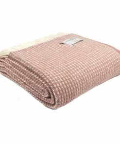 Tweedmill Dusky Pink Pure New Wool Waffle Throw