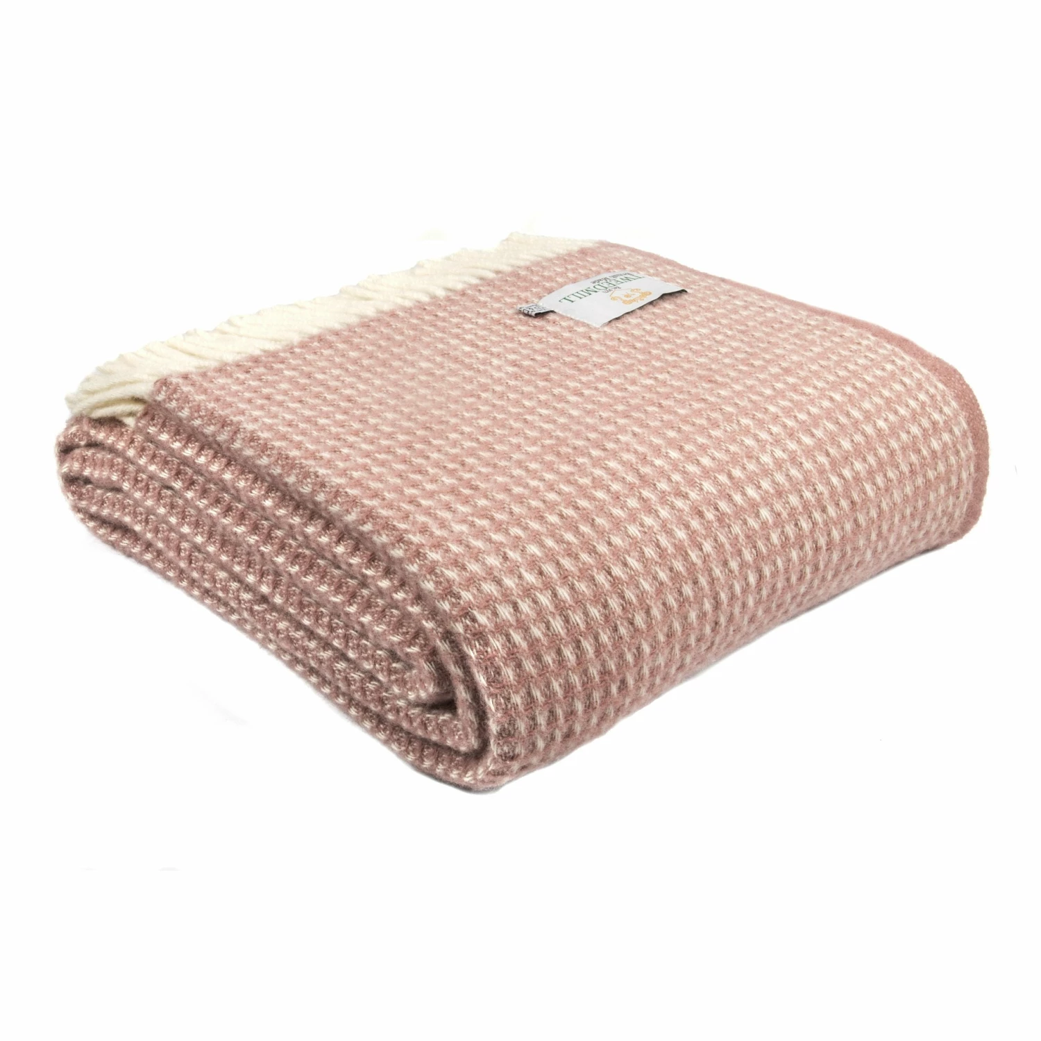 Tweedmill Dusky Pink Pure New Wool Waffle Throw 3 Tweedmill Dusky Pink Pure New Wool Waffle Throw