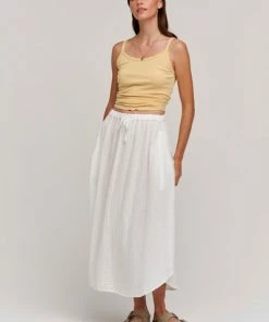 Velvet by Graham and Spencer Dana Cotton Gauze Skirt White
