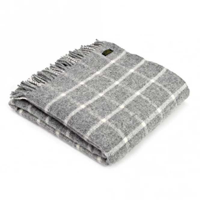 Tweedmill Grey Chequered Check Pure New Wool Throw 150cm x 183cm 6 Tweedmill Grey Chequered Check Pure New Wool Throw 150cm x 183cm