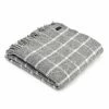 Tweedmill Grey Chequered Check Pure New Wool Throw 150cm x 183cm