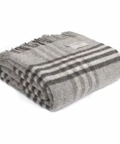 Tweedmill Charcoal Pure New Wool Hex Check Throw 140cm x 183cm