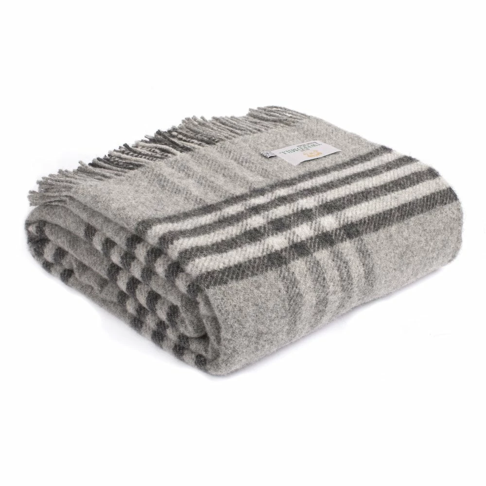 Tweedmill Charcoal Pure New Wool Hex Check Throw 140cm x 183cm 3 Tweedmill Charcoal Pure New Wool Hex Check Throw 140cm x 183cm