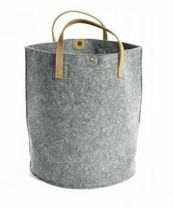 Tweedmill Felt Storage Basket with Leather Handles