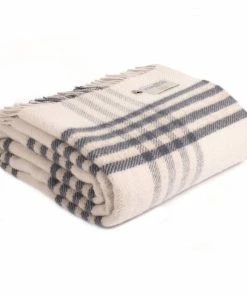 Tweedmill Blue Slate Pure New Wool Hex Check Throw 140cm x 183cm