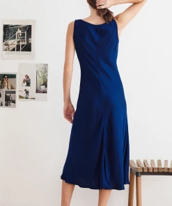 Velvet by Graham and Spencer Naval Ursula Satin Tank Dress