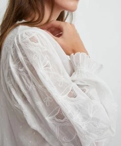 Velvet by Graham and Spencer Gala Embroidered Blouse Off White
