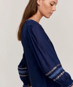 Velvet by Graham and Spencer Sandra Long Sleeve Boho Blouse Bay