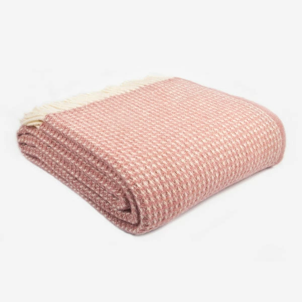 Tweedmill Waffle Dusky Pink Pure New Wool Throw 3 Tweedmill Waffle Dusky Pink Pure New Wool Throw
