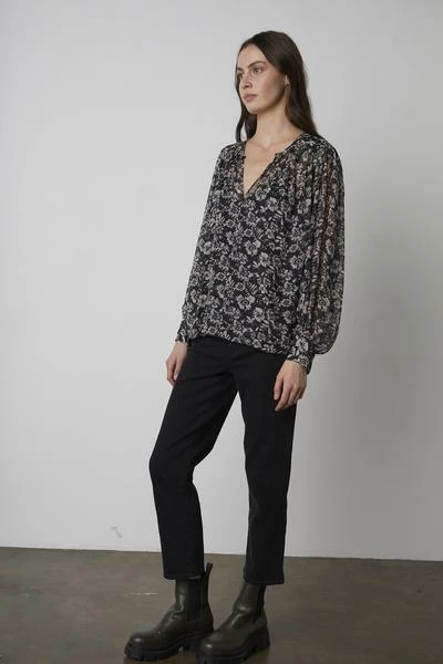 Velvet by Graham and Spencer Miley Blouse Black Floral 4 Velvet by Graham and Spencer Miley Blouse Black Floral