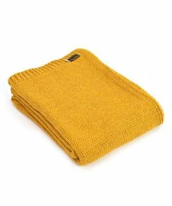 Tweedmill Mustard Knitted Alpaca Mix Throw 130cm x 180cm
