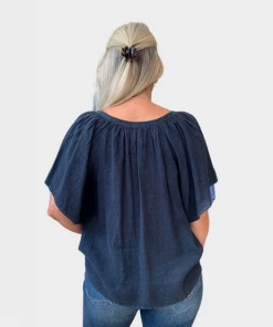 Velvet by Graham and Spencer Kalila Linen Top Shadow