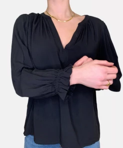 Velvet by Graham and Spencer Jolene Long Sleeve Boho Top Black