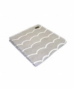 Tweedmill Mushroom & Cream Wave Design Organic Cotton Throw with Blanket Stitch Edging 140cm x160cm
