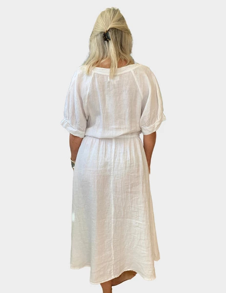 Velvet by Graham and Spencer Nanette Puff Sleeve Dress White 3 Velvet by Graham and Spencer Nanette Puff Sleeve Dress White