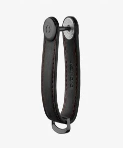 Orbitkey Obsidian Black Crazy Horse Leather With Red Stitching Key Organiser