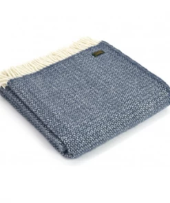 Tweedmill Blue Slate Illusion Pure New Wool Throw 150cm x 183cm