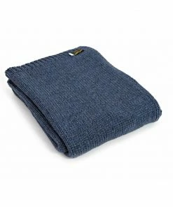 Tweedmill Blue Slate Knitted Alpaca Mix Throw 130cm x 180cm