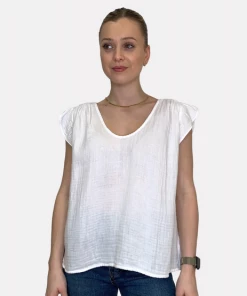 Velvet by Graham and Spencer Breanna Cotton Gauze Top White