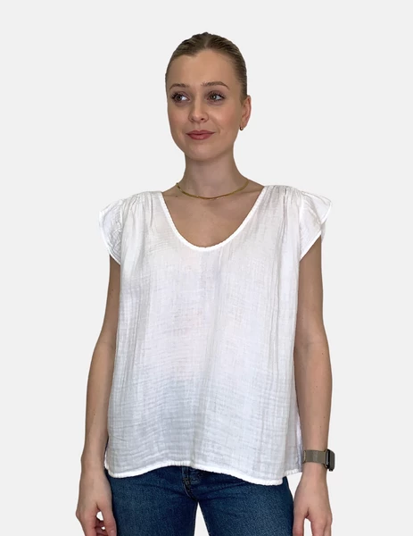 Velvet by Graham and Spencer Breanna Cotton Gauze Top White 3 Velvet by Graham and Spencer Breanna Cotton Gauze Top White