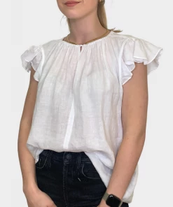 Velvet by Graham and Spencer Irene Linen Top White