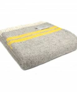 Tweedmill Throw Decke Fishbone 2 Stripe Grey/Yellow