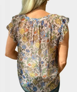 Velvet by Graham and Spencer Stephanie Flutter Sleeve Top Buttercup