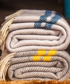 Tweedmill Throw Decke Fishbone 2 Stripe Grey/Yellow