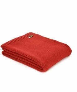 Tweedmill Red Knitted Alpaca Mix Throw 130cm x 180cm