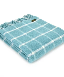 Tweedmill Spearmint Chequered Check Pure New Wool Throw 150cm x 183cm