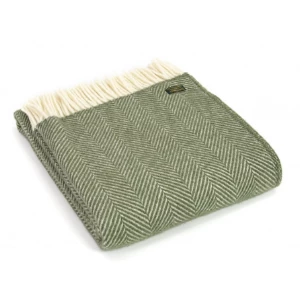 Tweedmill Olive Fishbone Pure New Wool Throw 150cm x 183cm 3 Tweedmill Olive Fishbone Pure New Wool Throw 150cm x 183cm